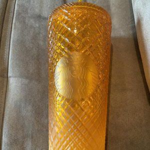 Starbucks 2022 Ombre Orange Mango Jeweled Studded Tumbler Cold Cup Venti 24oz